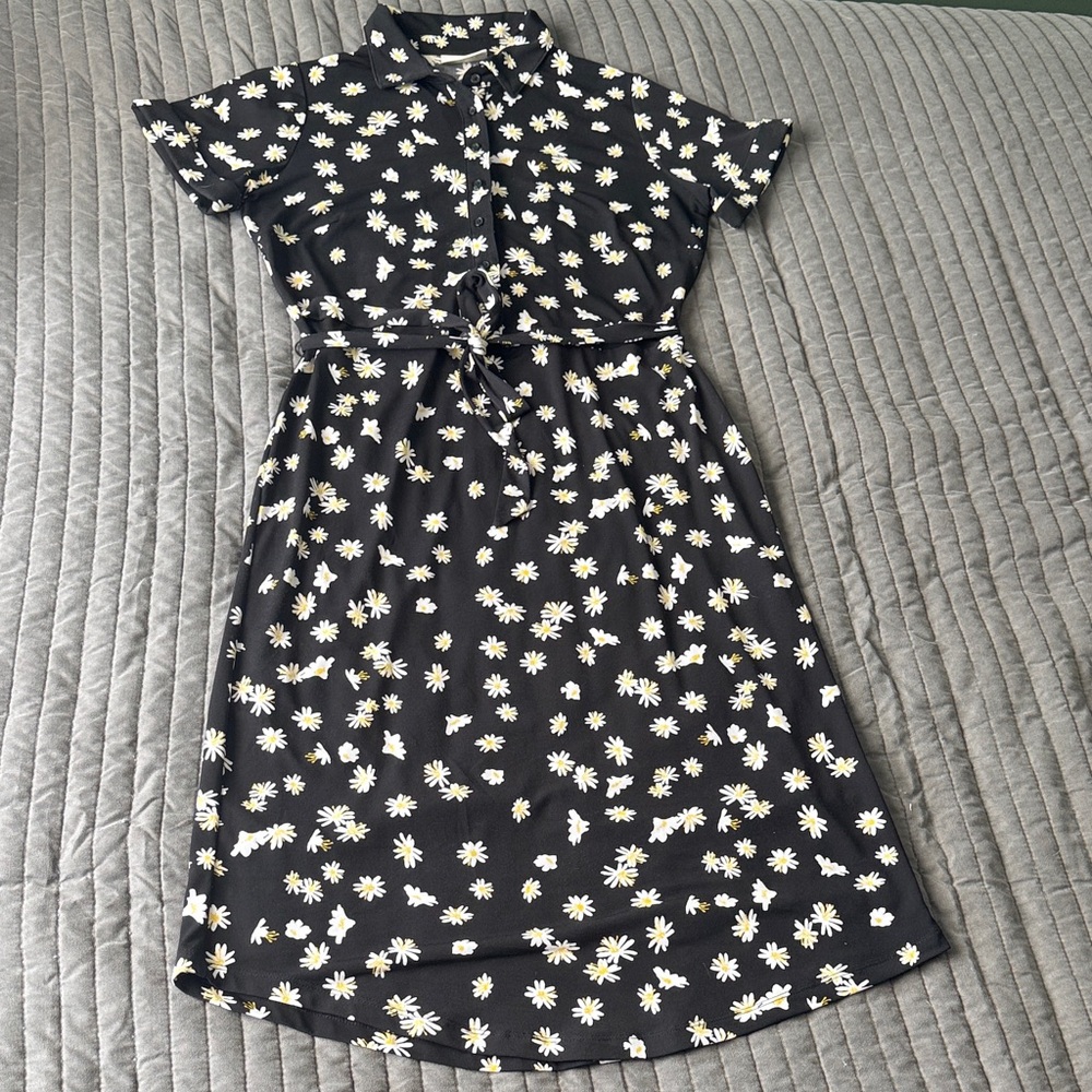 Cynthia Rowley Black Floral Midi Dress